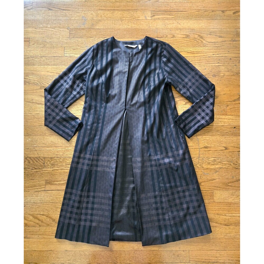 Soft Surroundings Faux Suede Duster Jacket Plaid Pockets Small Soft